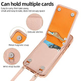 Lkblock Multi Card Wallet Leather Bracket Phone Case For iPhone 15 14 13 Pro Max Crossbody Lanyard Strap Holder Cover For IPhone 14 Plus