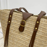 Lkblock Casual Large Capacity Straw Bags Summer Beach Bag Big Shoulder Bags For Women 2024 Female Beach Basket Handbags Purses woven bag