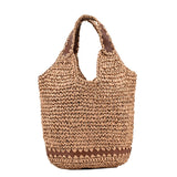 Lkblock Top Quality Bucket Straw Bags Handmade Summer Beach Straw Bag Travel Totes Handbags Women Shoulder Bag Casual Beach Handbag Bags