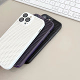 Lkblock Heat Dissipation Breathable Cooling Phone Case for IPhone 15 14 13 12 11 Pro Max 15 14 Plus Solid Color Hollow Shockproof Cover