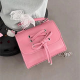 Lkblock Small Pink Womens Shoulder Bag Chains Designer Fashion Korean Popular Handbag Casual Bow Sweet Cute New Female Coin Purse