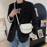 Lkblock White Pu Leather Saddle Armpit Bags for Women 2024 Korean Trendy Shoulder Crossbody Bag Ladies Vintage Underarm Handbags Purses