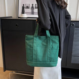 Lkblock Shopper Bags For Women Fashion Simple Ladies Handbags Solid Canvas Shoulder Bag Large Capacity Casual Tote Travel Women's Bag