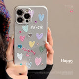 Lkblock Electroplated Heart Stickers Phone Case for IPhone 15 14 11 Pro Max Plus 13 12 Mini X XS Max XR 7 8 Plus SE Shockproof Cover