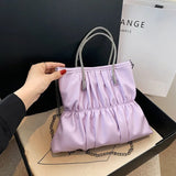 Lkblock Popular PU Shoulder Cloud Bags Summer New Wrinkle Small Medium Shoulder Chain Designer Luxury Handbags