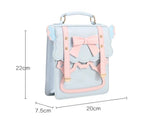 Lkblock Cute Sweet Shoulder Bag for Women Bow Contrast Color Lolita Jk Square Student Small Backpack Casual Leather New Backpack