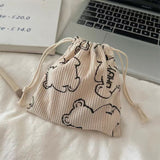 Lkblock Cute Corduroy Small Coin Purse Drawstring Bag Handbags Woman Jewelry Lipstick Cosmetic Tote Rope Bags Storage Pouch String Bag