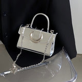 Lkblock Casual Korean Style Handbag Solid Color Pu Leather Chain Fashion Shoulder Bag 2024 Spring Classic Vintage Crossbody Bag