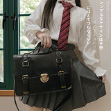 Lkblock Japanese Preppy Style JK Uniform Shoulder School Bags Women PU Leather Large Briefcase Tote Handbag For Girls Backpack