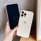 Lkblock Cute Love Heart Shockproof Phone Case For iPhone 13 11 12 14 Pro Max 14Plus 7 8Plus X XS XR Max Camera Protection Soft TPU Cover