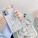 Lkblock Vintage Leaves Flower Phone Case For iPhone 12 11 13 Pro Max 14 Pro X XR XS Max 8 7 Plus SE Camera Protection Hard PC Coque
