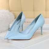 Lkblock Women 7.5cm 10.5cm High Heels Lady Wedding Bridal Scarpins Shoes Luxury Designer Blue Stripper Low Heels Plus Size Fetish Pumps