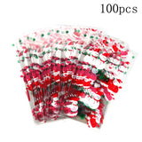 Lkblock 50/100pcs Plastic Bag DIY Candy Cone Birthday Party Decorations Kid Transprant Cookie Gift Bag Cellophane Packing Bags Christmas