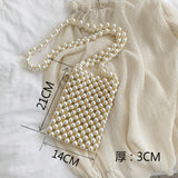Lkblock Mini Pearl Bag Handmade Vintage EVA Beaded Fashion Banquet Party Shoulder Bag Female 2022 Wedding Bags Luxury Women's Coin Purse