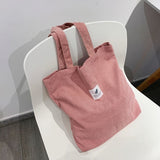 Lkblock Corduroy Bag Handbags for Women Shoulder Bags Female Soft Environmental Storage Reusable Girls Small and Large Shopper Totes Bag