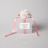 Lkblock 10/20/50pcs Transparent Gift Bags Thank You Artificial Flower Ribbon Wedding Souvenirs for Guests Matte Dragees Box for Baptism