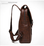Lkblock Vintage Waterproof Backpack Men Luxury School Bags Leather Backpacks Travel Retro 15.6 Inch Laptop Bag For Men