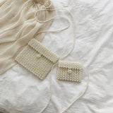 Lkblock Mini Pearl Bag Handmade Vintage EVA Beaded Fashion Banquet Party Shoulder Bag Female 2019 Wedding Bags Luxury Women's Coin Purse