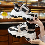 Lkblock Sneakers Women Spring women's sneakers Height Increasing white black autumn Chunky Shoes Breathable Leisure Shoes