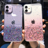 Lkblock Luxury Gradient Sequins Clear Glitter Phone Case For iPhone 13 14 12 11 Pro Max X XR XS Max 7 8 14 Plus SE20 Soft TPU Back Cover