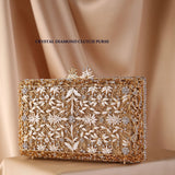 Lkblock Women 2022 Diamond Drip Floral Evening Bags Clutches For Party Wedding Rhinestones Evening Bag Clutch Purse Wallet Gold