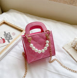 Lkblock Pearl mini children's bag best selling high-grade PU children shoulder bag pink candy change party  handbag  wholesale