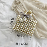 Lkblock Mini Pearl Bag Handmade Vintage EVA Beaded Fashion Banquet Party Shoulder Bag Female 2022 Wedding Bags Luxury Women's Coin Purse