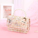 Lkblock Korean Kids Purses and Handbags Mini Crossbody Cute Girls Pearl Hand Bags Tote Little Girl Small Coin Pouch Party Purse Gift