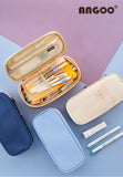 Lkblock Angoo [C-Block] Classic Pocket Pen Pencil Case, Fold Canvas Stationery Storage Bag Organizer for Cosmetic Travel Student A6449