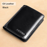 Lkblock New Genuine Leather Rfid Wallets for Men Vintage Thin Short Multi Function ID Credit Card Holder Money Bag