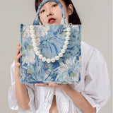 Lkblock  Luxury Designer Handbags 2022 Women's Totes Bags Girl Shopper Fashion Large Capacity Flowers Painting Canvas Shoulder Bag
