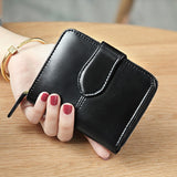 Lkblock Billfold Oil Wax Genuine Leather Wallets Women Short Mini Clutch Purse Soild Coin Pocket Credit Card Holder Cowhide Bag