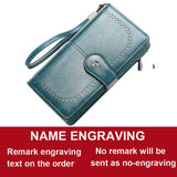 Lkblock 2022 Large Women Wallets Name Engraving Hollow Out Long Wallet Fashion Top Quality PU Leather Card Holder Wallet For Women