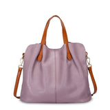 Lkblock Genuine Leather Women's Bag Fashion Commute Handbags Solid Color Tote Messenger Luxury Designer Shoulder Cossbody Bags Female