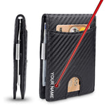 Lkblock Men's Wallet Carbon Fiber Credit Card Wallet RFID Protection Simple Ultra-thin PU Small Money Clip