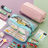 Lkblock Angoo Double Sided Pen Bag Pencil Case Special Macaron Color Dual Canvas Pocket Storage Bag Pouch Stationery School Travel A6899