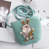 Lkblock 2022 Newest Children Girls Shoulder Bag Cute Rabbit Straw Messenger Bag Kids Keys Coin Purse Cute Princess Mini Handbag