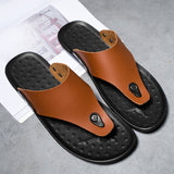 Lkblock Slippers Summer Flip-Flops for Men Beach Slippers Brown Sandals Comfortable Shoes Non-Slip Bathroom Shoes  Men Slides