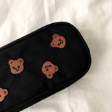 Lkblock Kawaii Bear Embroidery Canvas Pencil Bag Pen Case Kids Gift Cosmetic Stationery Pouch Office School Supplies