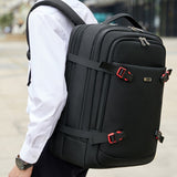 Lkblock 42L Male Expandable Large Capacity Travel Backpack Men 17 inch Laptop USB Recharging Multi-layer Space Travel Male Bag