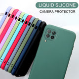 Lkblock New Camera Protector Liquid Silicone Phone Case For Samsung Galaxy A12 A42 A22 4G 5G Original Soft Back Cover A 12 42 2021 2020