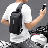 Lkblock Men's Multifunction Anti-theft USB Shoulder Bag Man Crossbody Cross body Travel Sling Chest Bags Pack Messenger Pack For Male