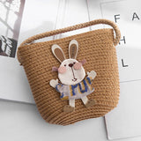 Lkblock 2022 Newest Children Girls Shoulder Bag Cute Rabbit Straw Messenger Bag Kids Keys Coin Purse Cute Princess Mini Handbag