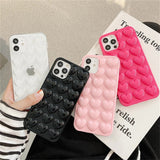 Lkblock 3D Love Heart Couples Phone Case For iPhone 11 Pro 12 Pro Max Mini XS Max XR X 7 8 Plus SE Candy Color Soft TPU Back Cover