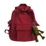 Lkblock New Solid Color Women'S Waterproof Nylon Backpack Simple School Bag For Teenage Girl Shoulder Travel Bag School Backpack