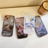 Lkblock Aesthetic Snow Mountain Transparent Phone Case For iPhone 13 12 11 Pro Max X XR XS Luxury Clear Soft Silicone Shockproof Cover
