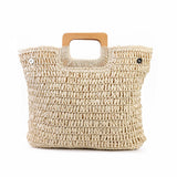 Lkblock Handbag Vintage Bohemian Straw Bag for Women Summer Large Capacity Storage Beach Handbag Rattan Handmade Kintted