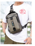 Lkblock Men Multifunction USB Shoulder Bag Crossbody Cross Body Sling Chest Bags Waterproof Travel  Pack Messenger Pack For Male