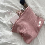 Lkblock Corduroy Women Cosmetic Bag Cotton Cloth Makeup Pouch Hand Travel Bag Lipstick Organizer Cases Fashion Zipper Clutch Phone Purse