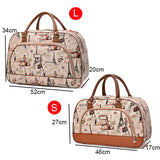 Lkblock Women Travel Bags Fashion PU Leather Large Capacity Waterproof Print Luggage Duffle Bag Men Casual Travelling Weekend Bags